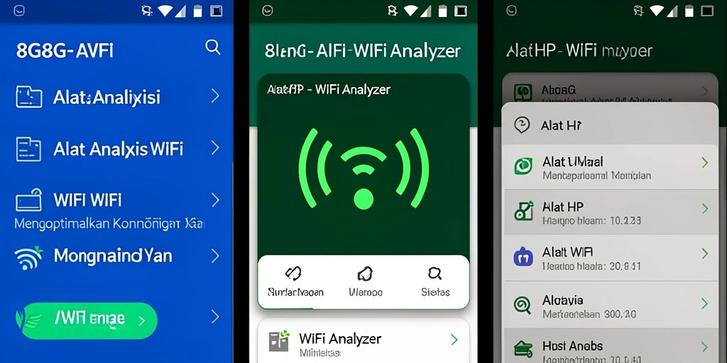 Antarmuka aplikasi 8G8G menampilkan analisis jaringan WiFi yang jelas.