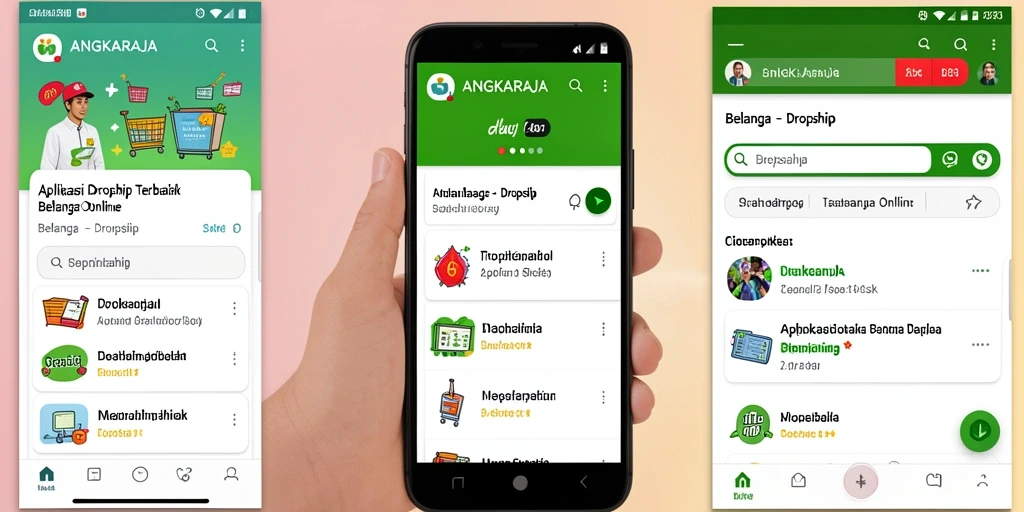Tampilan antarmuka aplikasi ANGKARAJA untuk fungsi dropship yang intuitif.