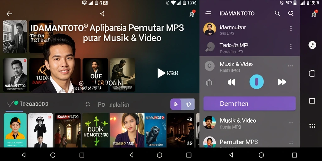Antarmuka menarik <strong>IDAMANTOTO</strong> yang memudahkan pemutaran musik.