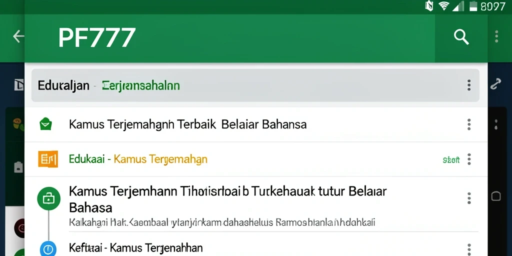 Antarmuka PF777 yang menarik dan fungsional untuk Kamus Terjemahan.