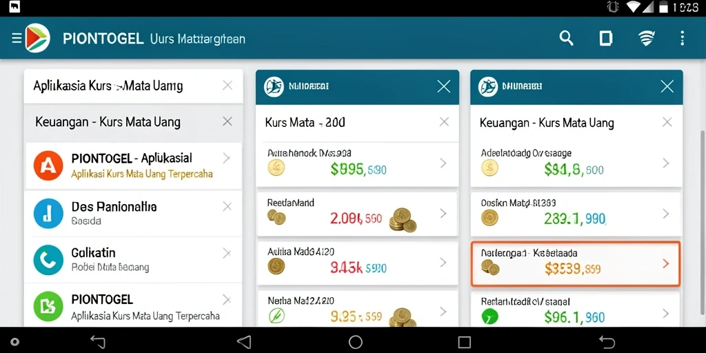 Antarmuka PIONTOGEL menunjukkan informasi nilai tukar mata uang secara real-time.
