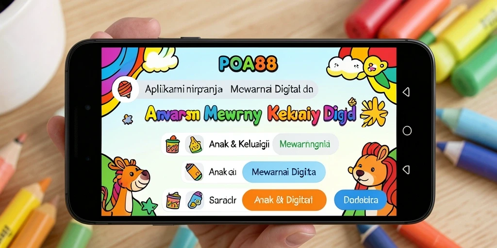 Screenshot aplikasi POA88 menampilkan antarmuka Mewarnai Digital yang menarik.