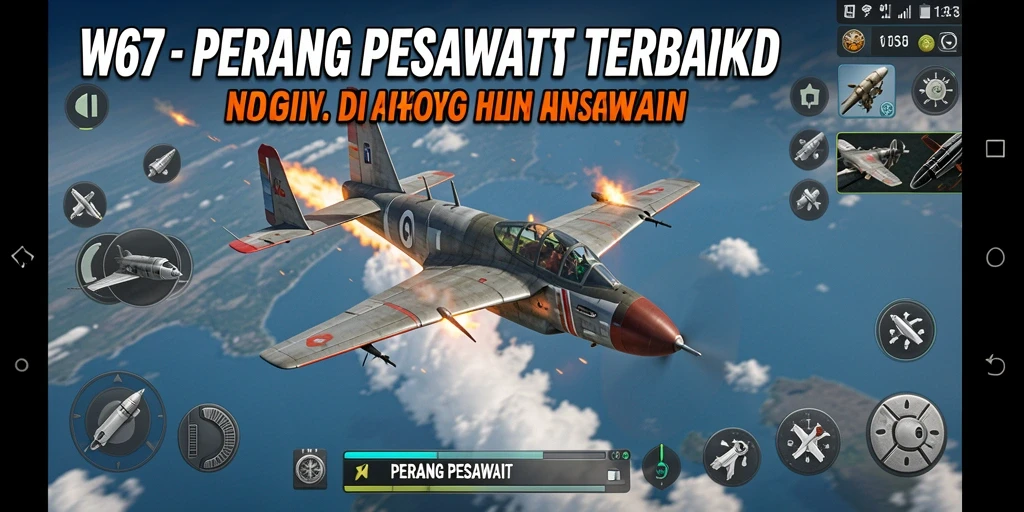 Tampilan antarmuka W67 yang menarik dan fungsional untuk permainan Perang Pesawat.